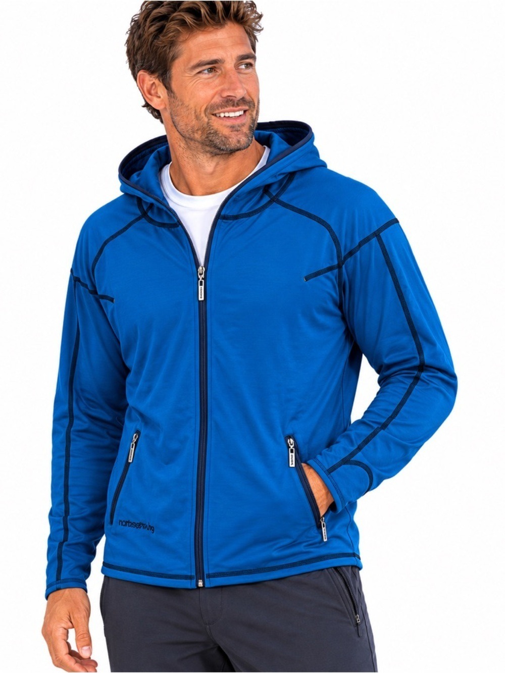 NORRONA 1034-08 /29 Warm Zip Hoodie Women's Med Full Zip Fleece Waterfall Blue